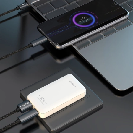 GaN Dudao A65Q 65W USB-A / USB-C PD Ultra-Thin Wall Charger - White