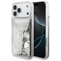 Etui Guess Liq. Glitter Charms na iPhone 17 Pro - srebrne