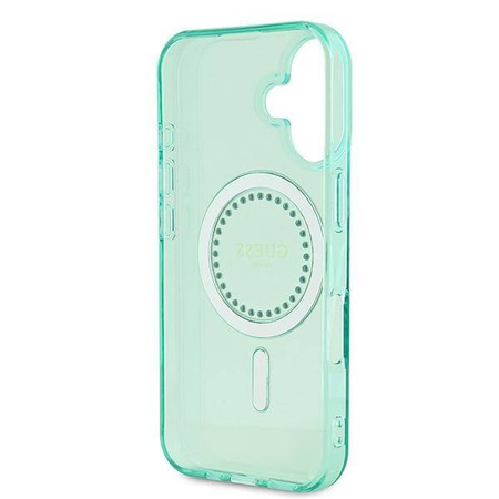 Guess IML Rhinestones MagSafe - Etui iPhone 16 (zielony)