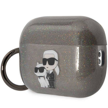 Karl Lagerfeld KLAP2HNKCTGK Airpods Pro 2 Hülle schwarz/schwarz Gliter Karl&amp;Choupette