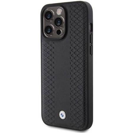 BMW Leather Diamond Pattern case for iPhone 15 Pro Max - black