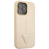 Original Case IPHONE 14 PRO MAX Guess Hardcase Saffianotriangle Logo (GUHCP14XPSATLE) beige
