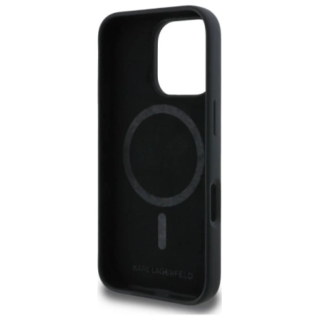 Karl Lagerfeld Silikonhülle Heads Print MagSafe für iPhone 16 Pro - Schwarz