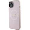 Guess Saffiano MagSafe Hülle für iPhone 15 Plus – Rosa