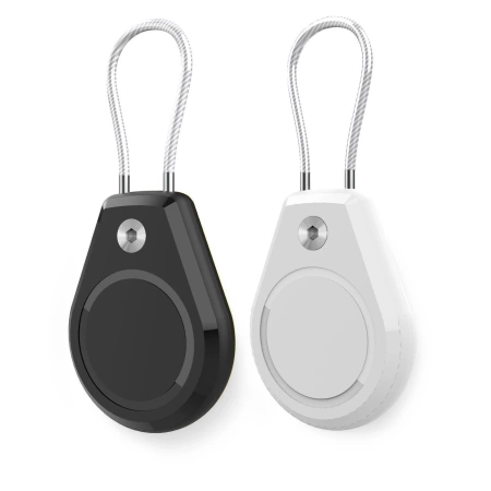 Etui na Apple AirTag wodoodporne, ze stalową linką - czarne + białe (2 sztuki)