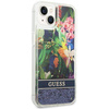 Etui IPHONE 14 PLUS Guess Hardcase Flower Liquid Glitter niebieskie