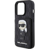 Karl Lagerfeld nakładka do iPhone 15 Pro 6,1" KLHCP15LSAKKNSCK czarna hardcase Saffiano Cardslots and Stand Monogram Ikonik Patch