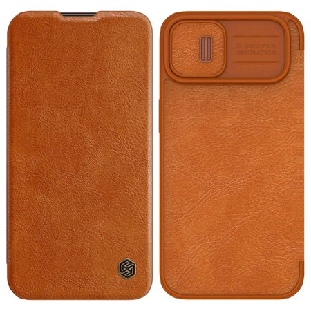 Nillkin Qin Leder Pro Hülle iPhone 14 Plus Kamera Cover Holster Cover Flip Case Braun