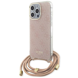 Guess nakładka do iPhone 15 Pro 6,1&quot; GUHCP15LHC4SEP HC CROSSBODY CORD 4G PRINT różowa