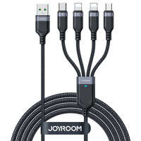 Kabel USB 4w1 USB-A - USB-C / 2 x Lightning / Micro do ładowania i transmisji danych 1.2m Joyroom S-1T4018A18 - czarny
