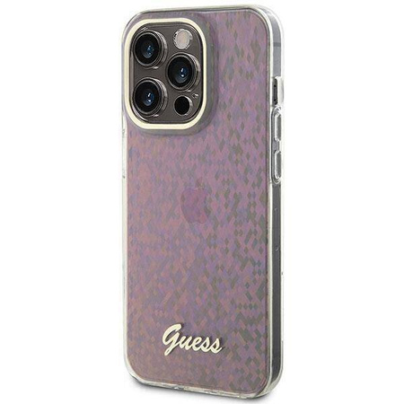 Etui Guess IML Faceted Mirror Disco Iridescent do iPhone 15 Pro - różowe