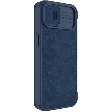 Nillkin Qin Leather Pro Case iPhone 14 Plus Camera Cover Holster Cover Flip Case Blue