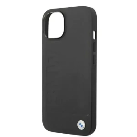 Original Handyhülle IPHONE 14 PLUS BMW Leather Stamp MagSafe (BMHMP14MSLLBK) schwarz