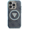 Etui Guess IML Metal Glitter 4G Circle Triangle MagSafe na iPhone 16 Pro Max - niebieskie