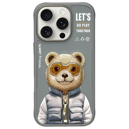 Nimmy etui iPhone 16 Pro Max 6.9"         szary/gray Cool&Cute 2.0 Bear