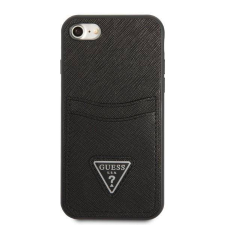 Oryginalne Etui IPHONE SE 2022 / SE 2020 / 7 / 8 Guess Hardcase Saffiano Triangle Logo Cardslot czarne