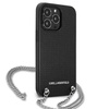 Original Case IPHONE 13 PRO Karl Lagerfeld Hardcase Leather Textured And Chain (KLHCP13LPMK) black