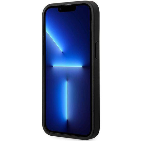 Original Handyhülle IPHONE 14 PRO MAX BMW Hardcase Leather Blue Dots (BMHCP14X22RBDK) schwarz