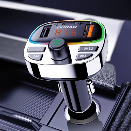 Dudao R2PRO+ Sender mit PD25W Bluetooth 5.3 RGB-Ladeanschlüssen - Schwarz und Silber