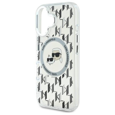 Karl Lagerfeld nakładka do iPhone 16 6,1&quot; KLHMP16SHMCKMHT przezroczysta Hardcase IML Monogram Karl&Choupette Head MagSafe