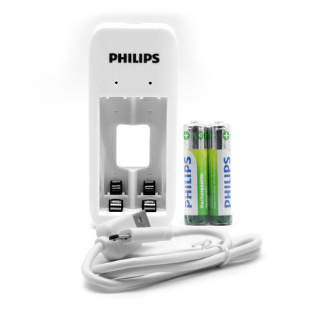 PHILIPS Dwukanałowa ładowarka do akumulatorów NiMH USB + 2xAAA 700mAh