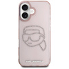 Oryginalne Etui IPHONE 16 Karl Lagerfeld Hardcase IML Rhinestones Karl Head różowe