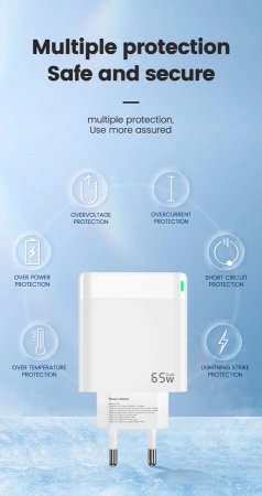 JELLICO wall charger C79 GaN PD 65W 2xUSB-C + 1xUSB QC3.0 White