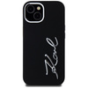 Original Handyhülle IPHONE 15 Karl Lagerfeld Silicone Metal Script Logo schwarz