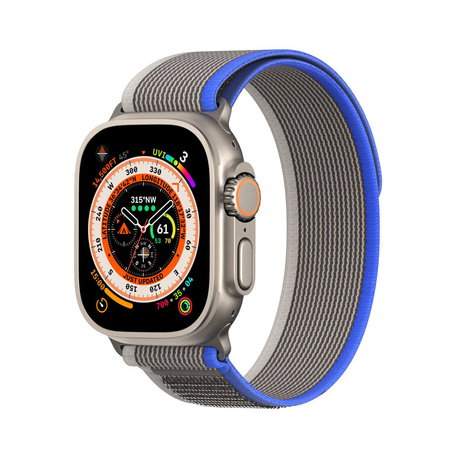 Sportowy pasek na rzepy do Apple Watch Ultra / 8 / 7 / 6 / SE / 5 / 4 / 3 / 2 / 1 (42, 44, 45, 49 mm) Dux Ducis Strap YJ Version - niebiesko-szary