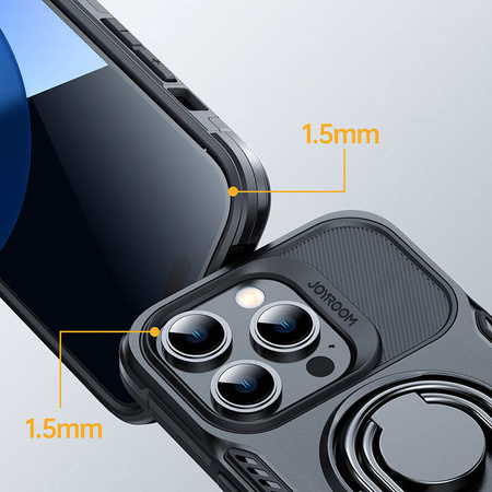 Joyroom Dual Hinge case for iPhone 14 armored case with a stand and a ring holder black
