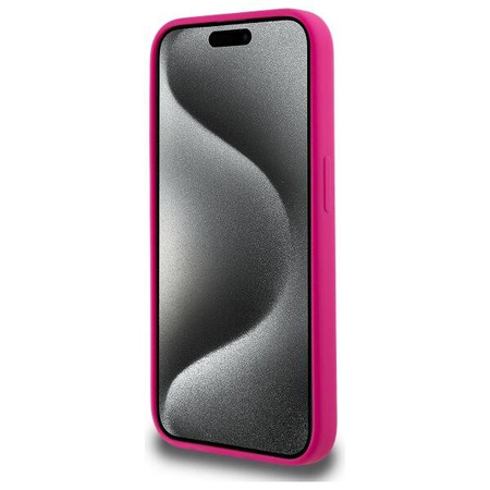 KARL LAGERFELD futerał do IPHONE 15 Pro kompatybilny z MagSafe KLHMP15LSKHPPLF (SIL KL Head Print) fuschia