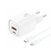 FONENG ładowarka sieciowa EU70 PD 20W 1xUSB-C + 1xUSB QC3.0 + kabel USB-C - Lightning Biały