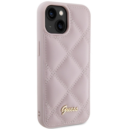 Guess Quilted Metal Logo case for iPhone 15 - pink