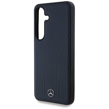 Case SAMSUNG GALAXY S25 Mercedes AMG Hardcase Leather Debossed Lines MagSafe navy blue