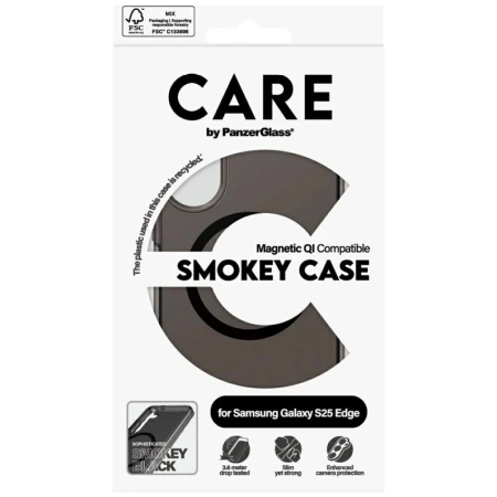 Etui CARE by PanzerGlass Flagship Urban Combat Black QI na Samsung Galaxy S25 Edge - półprzezroczyste