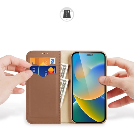 Dux Ducis Hivo echt Leder booktype case schutzhülle aufklappbare hülle für iPhone 14 Pro braun