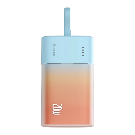 Baseus Popsicle 5200 mAh 20 W Powerbank mit integriertem Lightning Kabel (+ weißes Baseus Simple USB-C – USB-C 60 W/20 V/3 A/30 cm Kabel) – blau-orange