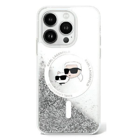 Karl Lagerfeld nakładka do iPhone 16 6,1" KLHMP16SLGKCSGH przezroczysta Hardcase Liquid Glitter Karl&Choupette Head MagSafe