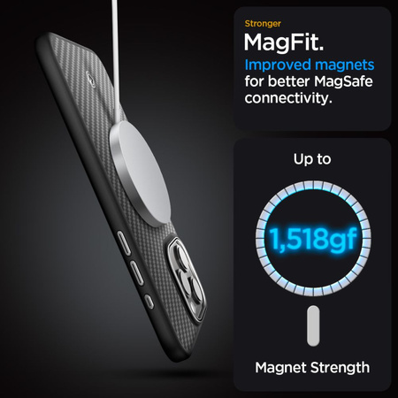 Spigen Enzo Aramid Mag Case mit MagSafe für iPhone 15 Pro Max – Mattschwarz