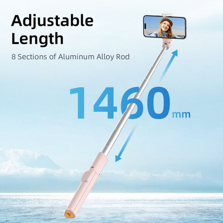 TECH-PROTECT L09S BLUETOOTH SELFIE STICK TRIPOD PINK