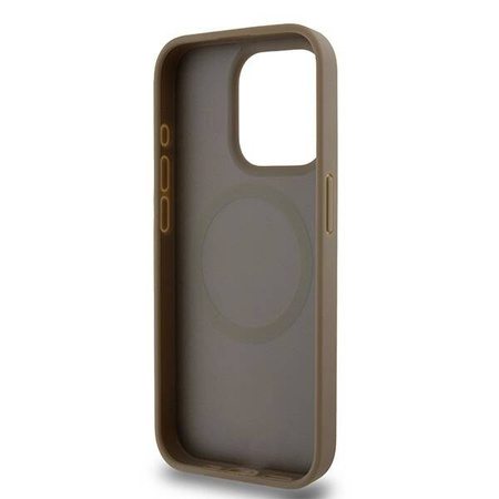 DKNY DKHMP15LPSHRPSW iPhone 15 Pro 6.1" brązowy/brown hardcase Leather Monogram Pattern Metal Logo MagSafe