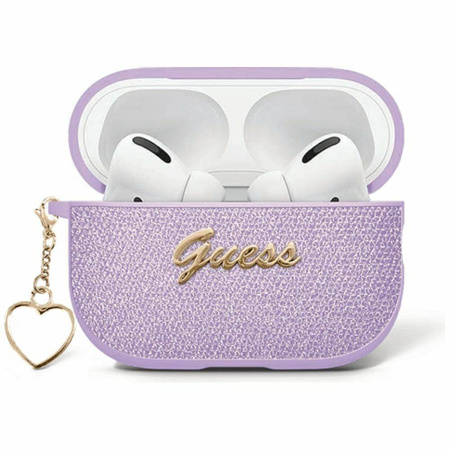 Oryginalne Etui APPLE AIRPODS 4 Guess Metallic Script Charm fioletowe
