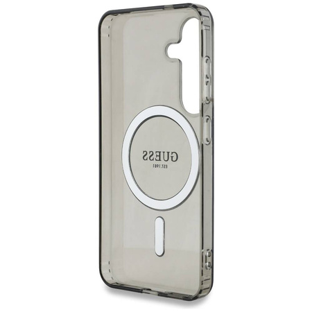 Etui Guess Glitter Circle Classic Logo MagSafe do Samsung Galaxy S25 czarny