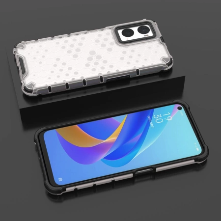Honeycomb etui pancerny pokrowiec z żelową ramką Oppo A76 / Oppo A36 / Realme 9i przezroczysty