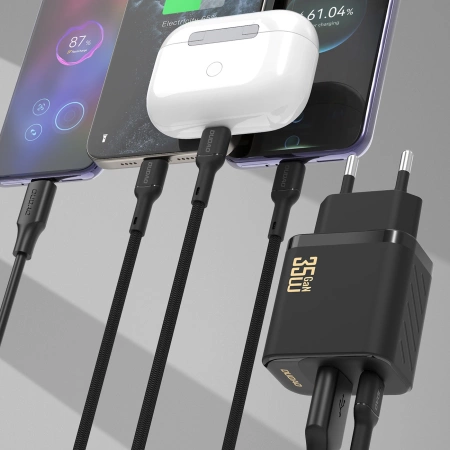 Ładowarka sieciowa Dudao A27 MaxC 35W + kabel USB-C - czarna