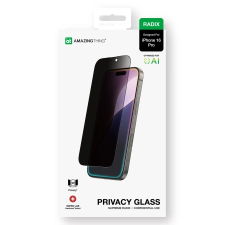 AmazingThing Radix Privacy Glass Privacy Panzerglas für iPhone 16 Pro