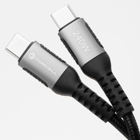Kabel USB C do USB C Forcell F-Energy QC4.0 PD 5A 240W Cafule 0,25 m C263 czarny