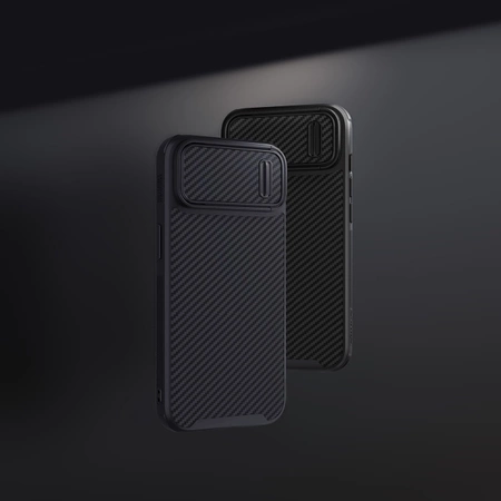 Nillkin Synthetic Fiber S Case iPhone 14 Pro Hülle mit Kameraabdeckung, schwarz