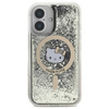 Original Handyhülle IPHONE 16 Hello Kitty Hardcase Liquid Glitter Fever MagSafe (HKHMP16SLGDIK) Schwarz und Golden