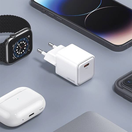 USAMS Lad. network. 1xUSB-C PD20W PD3.0 Fast Charging US-CC183 + USB-C/Lightning cable US-SJ610 white/white YX Series YXXLOGTC03